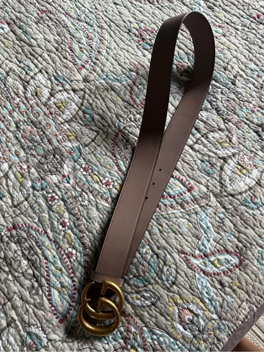 Gucci Brown Leather Belt with Gold Interlocking GG Buckle